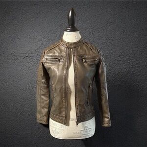 Boys Motorcycle Jacket Faux Leather